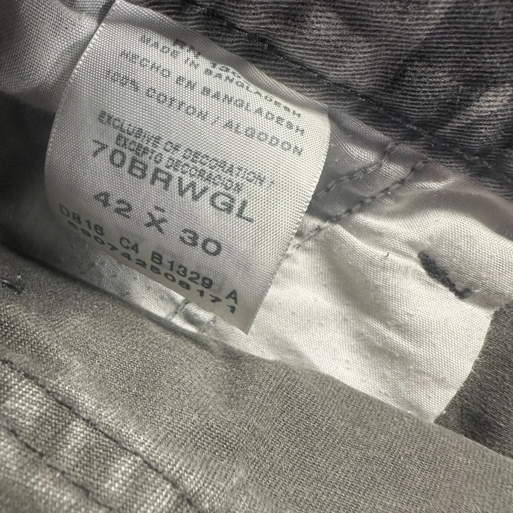 Wrangler Pant Mens 42x30 Gray Camouflage Cotton Twill Cargo Straight Leg Utility